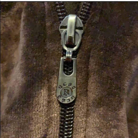 BCBG Brown Velour Zip Up Sweater Size Medium - Picture 7 of 8
